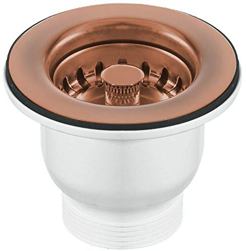 Taps2Traps™ 85mm Copper Belfast Kitchen Sink Basket Strainer Waste - Fits 60mm Hole