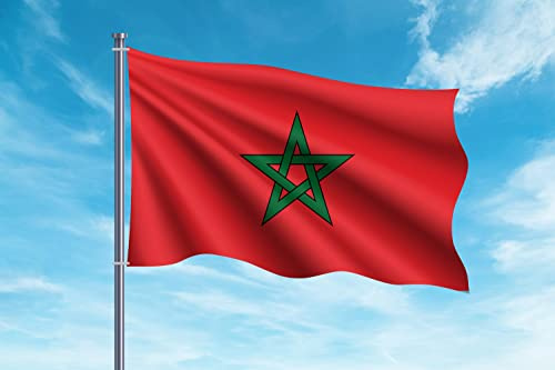 Oedim Bandera de Marruecos | 150x85cm | Reforzada y con Pespuntes | Bandera con 2 Ojales Metálicos y Resistente al Agua