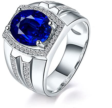 YAHOYA Luxus Oval Blau Stein Silber Farbe Ring Charm Männer Trend Finger Schmuck Party Dinner Schmuck Geschenk