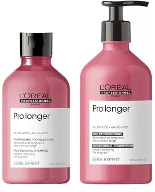 L'Oréal Professionnel Stärkendes Pflegeduo aus Shampoo und Spülung, Mit Filler A-100 & Aminosäuren für vollere Längen & Spitzen bei dünnem Haar, Serie Expert, Pro Longer