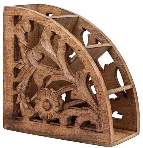 Purity Style Fernbedienungshalter aus Holz mit 4 Staufächern, handgeschnitzt aus nachhaltigem Mangoholz