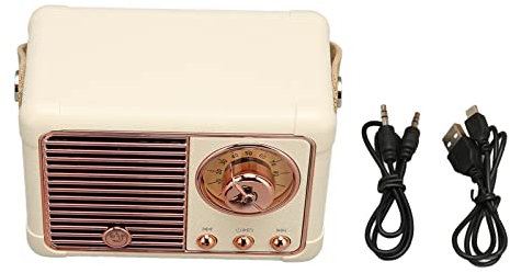 Cyrank Retro Bluetooth Speaker, Vintage Radio Wireless Small Speaker Portable Stereo Speaker with Old Fashioned for Kitchen Desk Bedroom Office Outdoor Deco(Yellow)