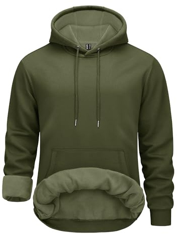 TACVASEN Hoodie Herren Kapuzenpullover Winter Warm Sweatshirt Langarm Kapuzenpullover Känguru-Tasche Casual Pullover (S, Armeegrün)