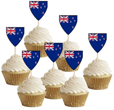 AK Giftshop New Zealand Flags Party Food Sticks Picks Cupcakes Decorations Toppers (24 Pack)