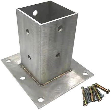 pfostenträger Pfostenhalterung for robuste Briefkästen mit Hardware, Höhe 5 Zoll, Außenverandageländer, Deckkanalpfosten-Basisschutz, Pergolahalterungen mit Langloch, verstärkt (Color : Silver, Size