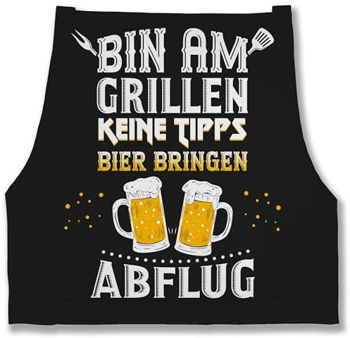 Shirtracer - Schürze - Grillschürze Herren 1 - Bin am grillen keine Tipps Bier bringen Abflug - Männer Geschenk Lustig Grillen