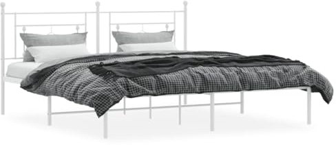 vidaXL Bettgestell, Bettrahmen mit Kopfteil, Bett Gästebett mit Stauraum, Metallbett Doppelbett Schlafzimmerbett, Weiß 180x200cm Metall