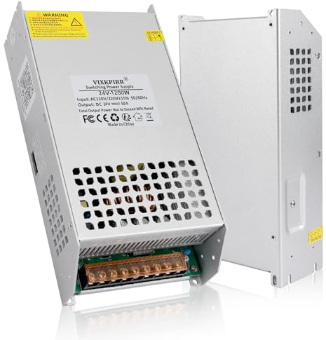 VIXKPIRR CC 24V 50A 1200W Alimentation Transformateur 220V CA vers CC 24V | Convertisseur 24V 50A 1200W Alimentation Adaptateur SMPS pour Bandes LED, Moteurs, Pompes, Imprimantes 3D, CCTV, Autoradios