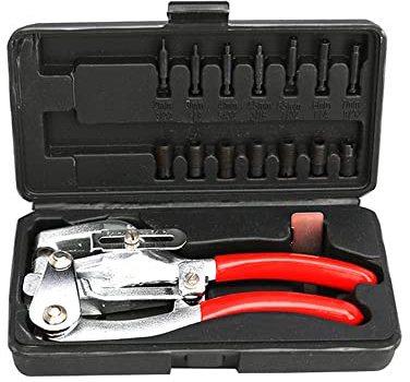 Set di pinze per punzonatura HUIOP 16PCS Set di pinze per punzonatura multifunzionali Metallo Acciaio inossidabile Ottone Alluminio Lamiere in acciaio Pelle Plastica Gomma Perforatrice per fori Manici