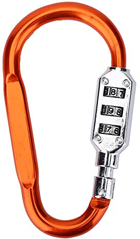 Akozon Sturdy Carabiner Lock - Travel Bag Luggage Security Lock, Aluminium & Zinc Alloy, Lightweight and Combination Lock, Secure Padlock for Outdoor and Travel Use (Orange)