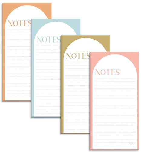 SWEETZER & ORANGE S&O Magnetic Notepads for Refrigerator 4 Pack, Sticky notes for Fridge Sets - Sticky Journals for Freezer - Magnetized memo sheets for cooler - 3.5” x 7”, 45 Pages