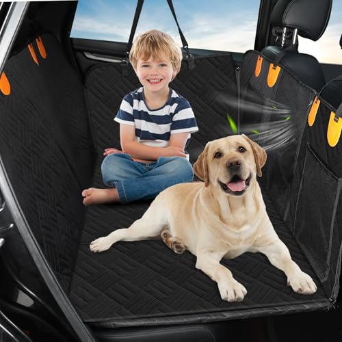LOOWARTS Auto Hundedecke Rücksitz Fester Boden, Hundedecke Auto Rückbank Hundesitz Rückbank Hunde Autositz Autoschondecke Hund Rücksitz Hundematte