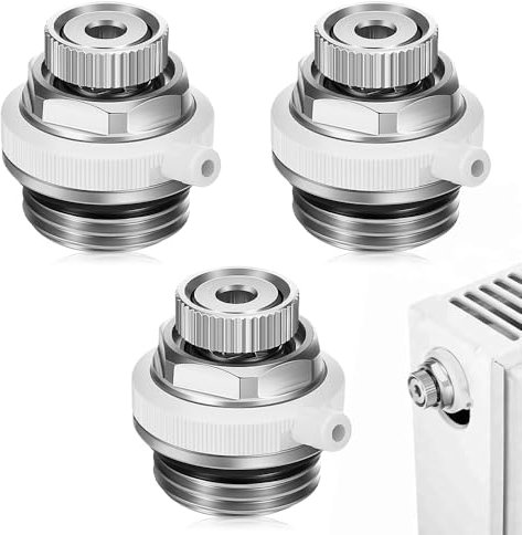 mizikuu Set of 3 Automatic Radiator Bleed Valve with 1/2 Inch Connection Radiator Air Vent Plugs for Automatic Air Release in Exhaust Ports and Radiators