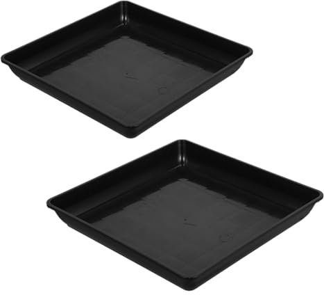 POPETPOP Lot de 2 soucoupes carrées en plastique pour pot de fleurs 40,6 cm Noir