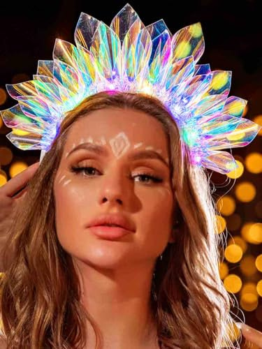 Evlry LED Krone Haarreif Leuchtend Festival Kopfschmuck Glitzer Karneval Party Haarschmuck für Damen