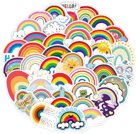 Pack of 50 Rainbow Graffiti Stickers, Waterproof, Stickers for Luggage, Laptops, Scooters, Electronics, Cups etc. Reusable