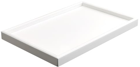 SANZIE Holztablett, Schreibtisch-Aufbewahrung Organizer (Weiß) | Premium-Serviertablett, dekoratives Tablett, Valet-Tablett für Kleinteile, Kosmetik, Schlüssel, Handy, Geldbörse, Besteck