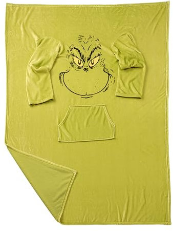 United Labels The Grinch - Coperta per TV con maniche e tasche, con grande marsupio, 130 x 170 cm, colore: Verde