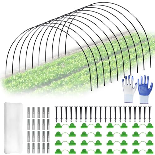 30 Pezzi Archi per Serra Orto, Archetti per Orto con Guanti Archi-Giardino Archi per Tunnel Orto, Cerchi da Giardino per Serra, Archetti per Serra da Orto