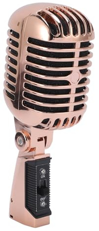 LICAEVEY Microphone Dynamique Classique, Micro-Angle de Ramassage Cardioïde Rétro Micro Réglable avec Câble XLR et étui de, pour L'enregistrement du Studio de Performance de Scène (Or