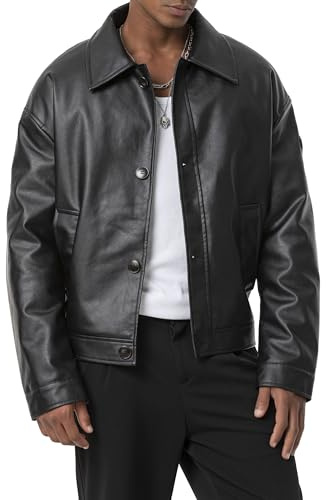 Redbridge Kunstlederjacke im Oversized-Look – Knopfverschluss, Urban Style Schwarz XXL