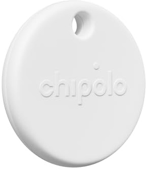 Chipolo POP Schlüsselfinder - Farbenfroher, lauter Bluetooth-Tracker | mit Ruf dein Handy an & Außer-Reichweite-Warnungen, kompatibel mit Find Hub von Google oder Apple Find My (Weiß)