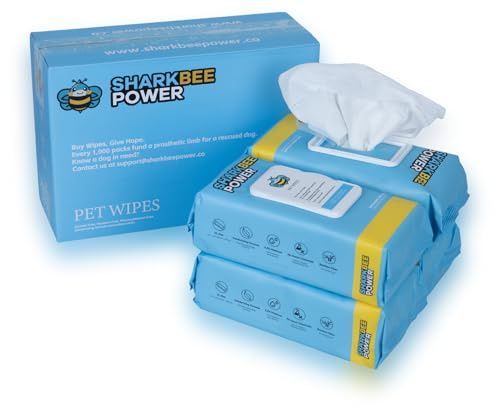 SHARKBEEPOWER Lingettes de toilettage pour Chiens et Chats – Contrôle des odeurs, nettoie Les Pattes, Les Fesses, Le Visage et Le Corps, sans Danger pour Les Peaux sensibles (400)