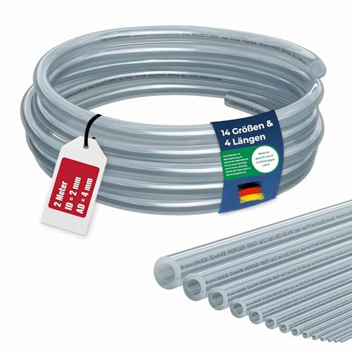 Coop Schlauchtechnik® Silikonschlauch 2mm Innen-Ø | 2 Meter | hohe Qualität | lebensmittelecht | geschmacksneutral |-40 bis 220 °C | ideal für Lebensmittel, Haushalt, Aquaristik, Labor, Industrie