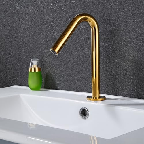 Infrared Basin Tap Sensor Tap Hot and Cold Bathroom Taps Automatic Sensor Tap Bathroom Mixer Tap Basin Battery Powered,Black,Tall Basin Taps