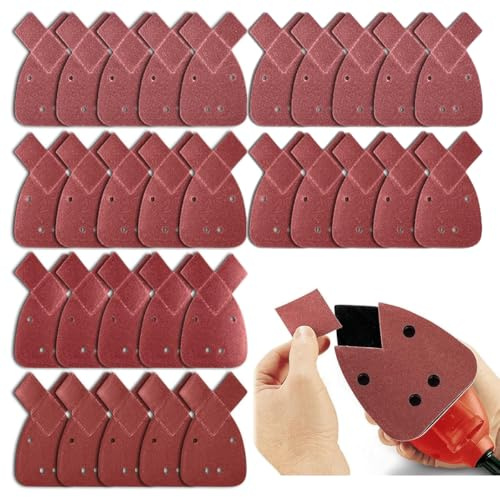 LESNIC 80pcs 40 Grits Mouse Sander Pads, Mouse Sander Discs for Black Decker, 4 Holes Mouse Sanding Sheets Hook & Loop Assorted, Fit Detail Palm Sander