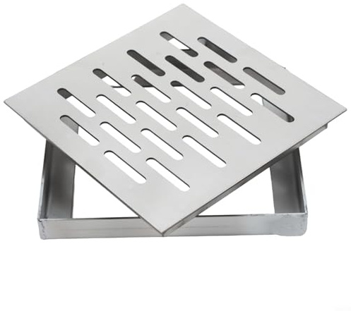 MoSundi Stainless Steel Floor Drain Cover Square Drainage Grate Anti-Slip Design Multi-Size Outdoor Indoor Metal Grid For Bathroom Kitchen Patio Garden(150 * 150 * 20mm)