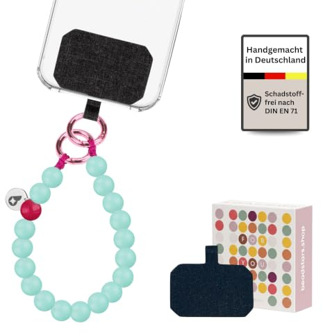 beadstars® Handykette kurz aus Holzperlen | Universal Handyanhänger für alle Smartphones | Handmade in Germany | kompatibel mit iPhone, Samsung u.a. | ideal als Geschenke für Frauen (Flamingo)