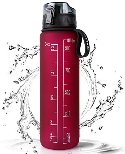 FULDENT Trinkflasche 1L Sport Wasserflasche [BPA Frei] Trinkflasche mit rutschfest Gummi Grip Geeignet für Die Fahrrad, Outdoor, Schule, Gym