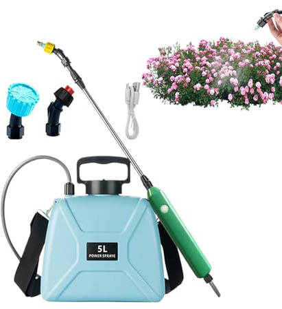 Acunny Pulverizador Eléctrico a Bomba | Pulverizador de Mochila 5 litros - Herramienta De Riego con 3 Boquillas De Y Varilla Telescópica De Correa para Cuidado De Plantas Exteriores
