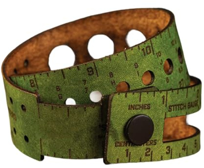 The 7-in-1 7Function Stitch Counter Wrist Wrap, Multifunctional Leather Metric Inches 18 Wrist Ruler, Tape Measure Cuff Measuring Bracelet Tool for Crocheter with Stitch Marker Storage (#4)
