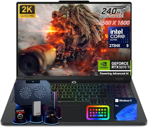 Lenovo Legion Pro 5i Gaming Laptop - Core Ultra 9 275HX · RTX 5070 Ti 12GB GDDR7 · 16 WQXGA OLED 240Hz True Black · 24zone RGB Backlit · Windows 11 Pro · Wi‑Fi 7 ·w/Accessory (64GB RAM | 2TB SSD)