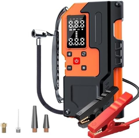 Zanbeel Multifunzionale Professionale 8000 MAh Digital Powerbank Caricabatteria Auto Jump Starter Cavo e con Gonfiatore Pneumatico Pompa Aria