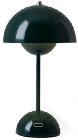 zeryor LED Flowerpot Table Lamp - Rechargeable Macaron Vintage Style, Touch Dimmable 3 Color, Wireless Battery, Eye-Protection Bedside Light for Bedroom Living Room Home Office (Green, 30 * 18CM)