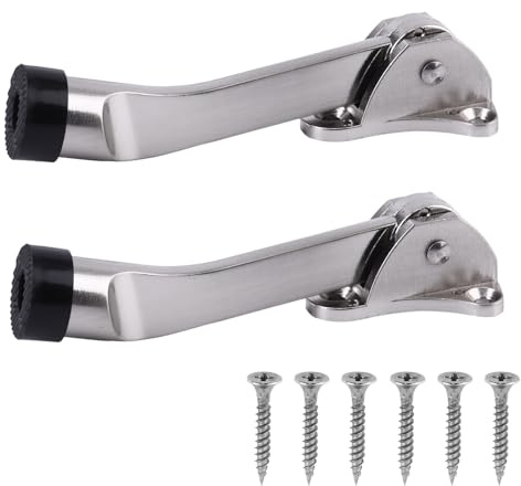 DOITOOL Fermaporta a Muro in Lega di Zinco a Ferro di Cavallo 2 Pezzi con Base Ampia e Gomma Antivibrazione per Protezione Parete e Porta Adatto per Ufficio e Casa