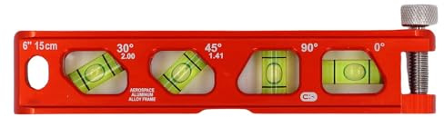 Asixxsix Regla de Nivel de Burbuja de 6 Pulgadas, Regla de Nivel Magnético con 0 30 45 90 Grados 4 Burbujas Transparentes, 4 Imanes Fuertes, Pequeña Herramienta de Nivelación