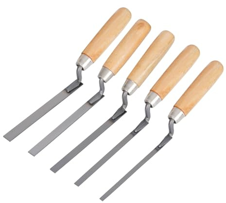 5Pcs Pointing Trowel Tool for Brick Work – Professional Finger Pointing Trowel Set for Masonry – Stainless Steel Tuck Pointer Tools for Brickwork Joint Repair – DIY Building Hand Tools