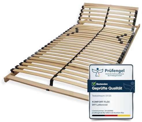 Sleepneo Lattenrost 120x200, Kopfteil verstellbar, Ergonomischer 7-Zonen-Lattenrost, Buchenholz, 28 Latten, Selbstmontage, hohe Traglast bis 150Kg