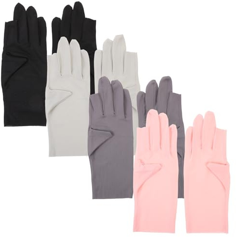 Cabilock Guantes de Manicura Anti-uv para Uñas de Gel 4 Pares Talla Única Diseño Transpirable Mujeres Protección Solar Salón Colores Variados