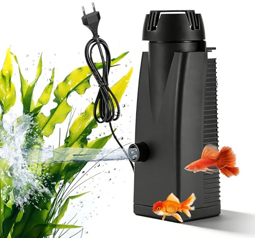 Leikurvo 300 L/H 4W Aquarium Skimmer für Aquarien bis zu 350 L, Aquarium Oberflächenskimmer Leiser Fischbecken Oberflächenabsauger mit Saugnäpfen, Ölfilm-Entferner