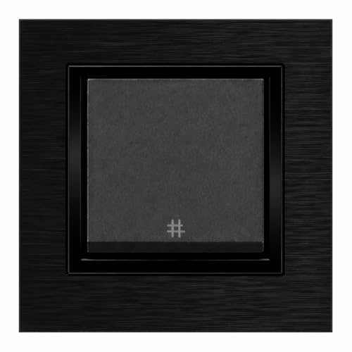 ILUMINASHOP ® Mecanismo pared Empotrable con Marco, 100-250V AC, Mecanismo Eléctrico 85x85mm, Fácil Instalación, Fácil de Limpiar (Interruptor Empotrable Simple Cruzamiento, Negro Aluminio)