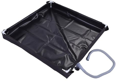 KELFEEAO Portable Shower Tray, Foldable Camping Shower Base with Drain Plug Pipe PVC Portable Shower Pan for RV Outdoor Camping Garden Cleaning Washing Machine Overflow