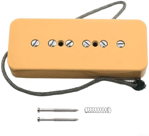 Klassisk P90 gitarr pickup Alnico 2 magnet vit (gul gitarrhals) | Alnico 2 magnet, varm vintage ton, dynamiskt svar, svart spole, rikt musikuttryck