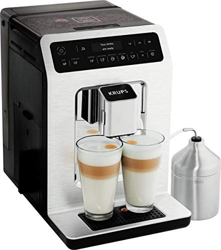 Krups EA891C Evidence Machine à café automatique, écran OLED, technologie Barista Quattro Force, 12 variations de café, 3 variations de thé, fonction cappuccino One Touch, fonction 2 tasses, métal