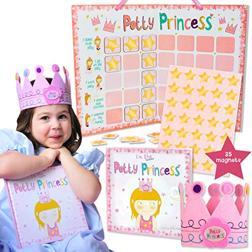 Tickle & Main Princess Töpfchentraining-Geschenkset mit Buch, Töpfchentabelle, Sternmagneten und Belohnungskrone für Kleinkinder