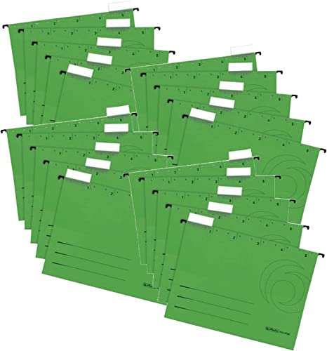 25er Set Herlitz 5874680 Hängemappe A4 UniReg farbig grün zu 5er im Polybeutel Kraftkarton, 230 g/qm (Hängemappe | 25er Set, grün)